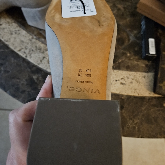 Vince Kimmy Block Heel Suede Leather Ankle Boots Hazelstone Gray Size 7 $395.00 - Picture 6 of 7